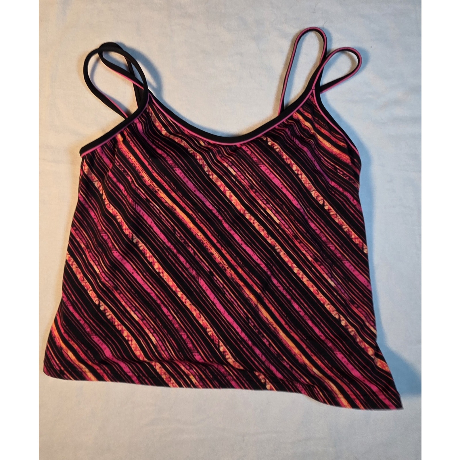 White Stag Women’s Tankini Top 1x 16w Pink Black Stripe + Nike Swim Shorts 2xl